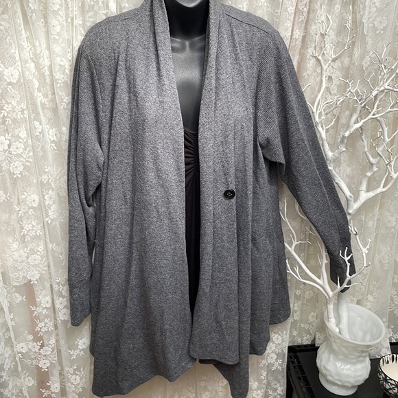Calvin Klein Soft Grey Long Sleeved Cross Over Sweater - Picture 3 of 12